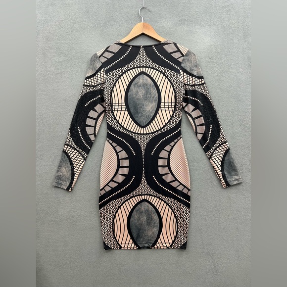 Miss Moi Size Medium Sexy Nude/Black Rhinestone Bodycon Dress NWOT - Picture 2 of 13